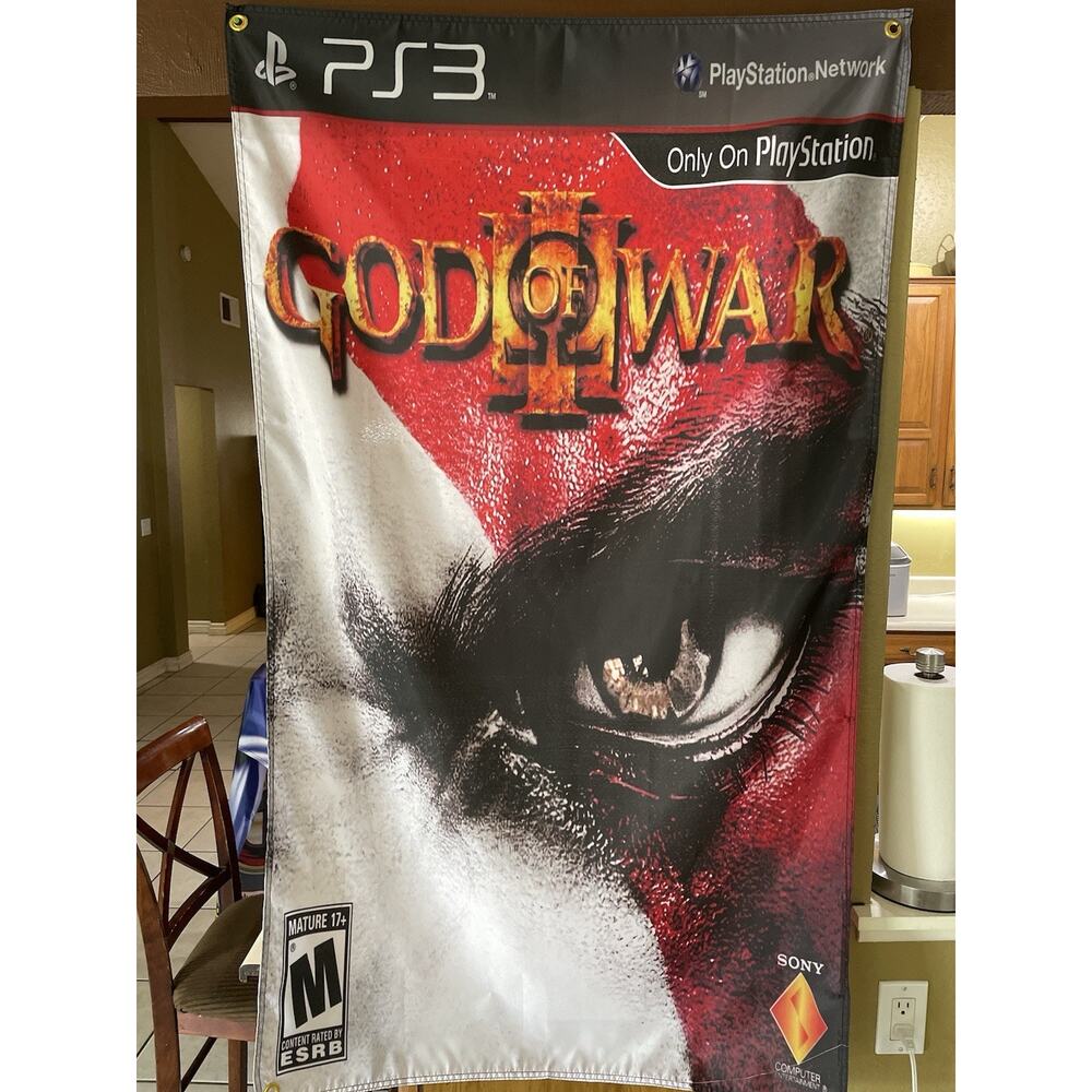 God Of War III 5' Flag Banner Poster Sony PlayStation 3 PS3 2010 Rated M Mature